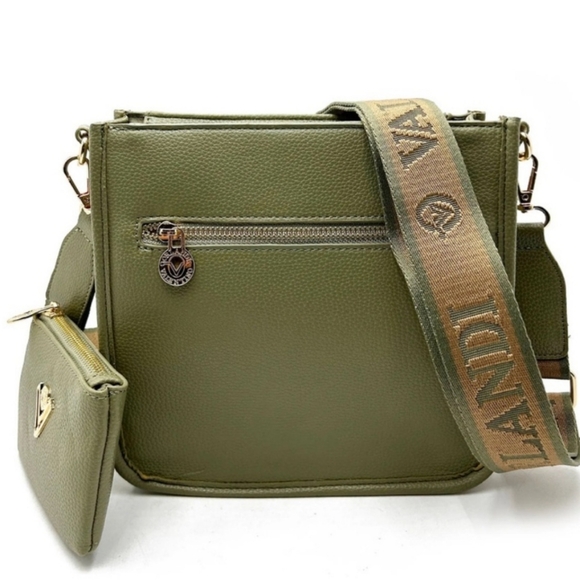 Valentino Orlandi Crossbody Bag Camo Green W/card Holder Wallet - Picture 2 of 8